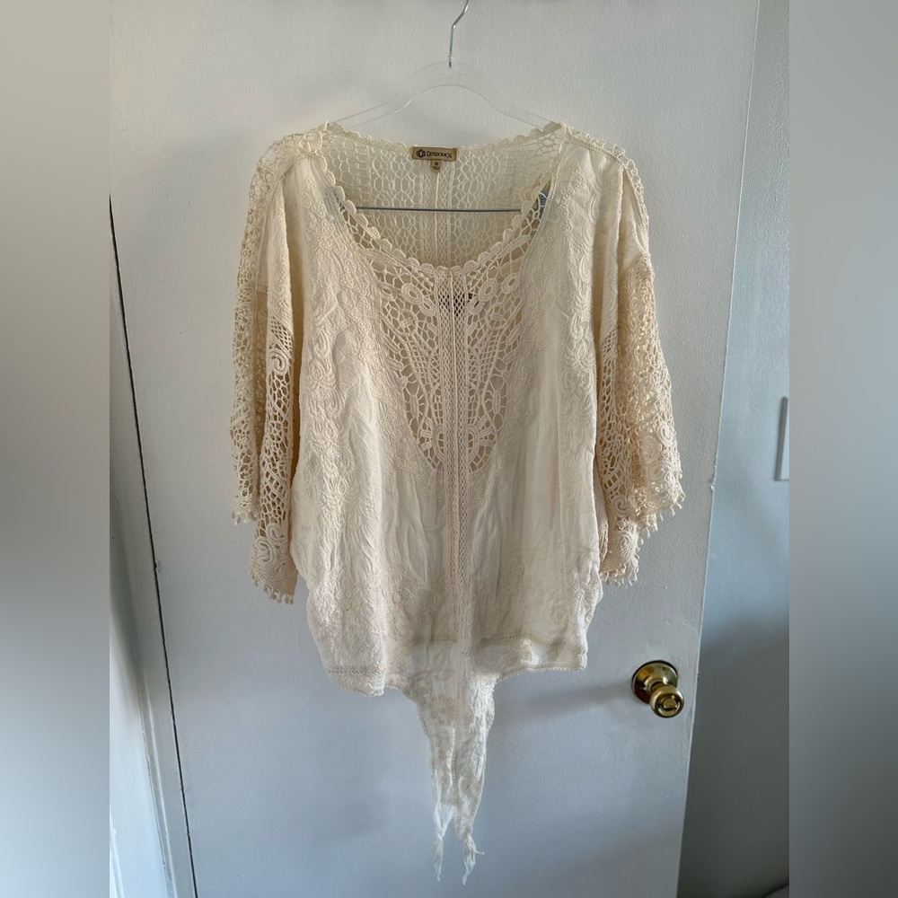 Democracy Cream Blouse with Boxy Embellished Style